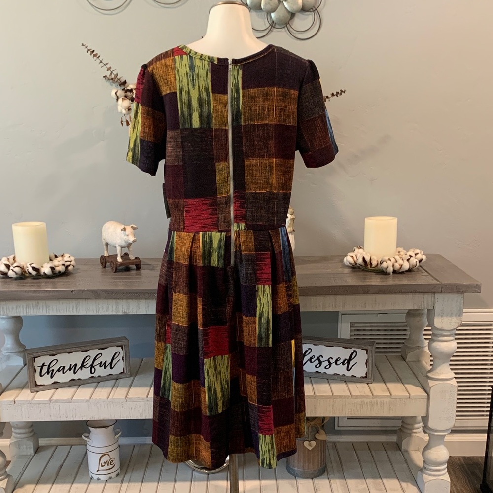 LuLaRoe Colorful Patchwork Midi Dress - Picture 4 of 5